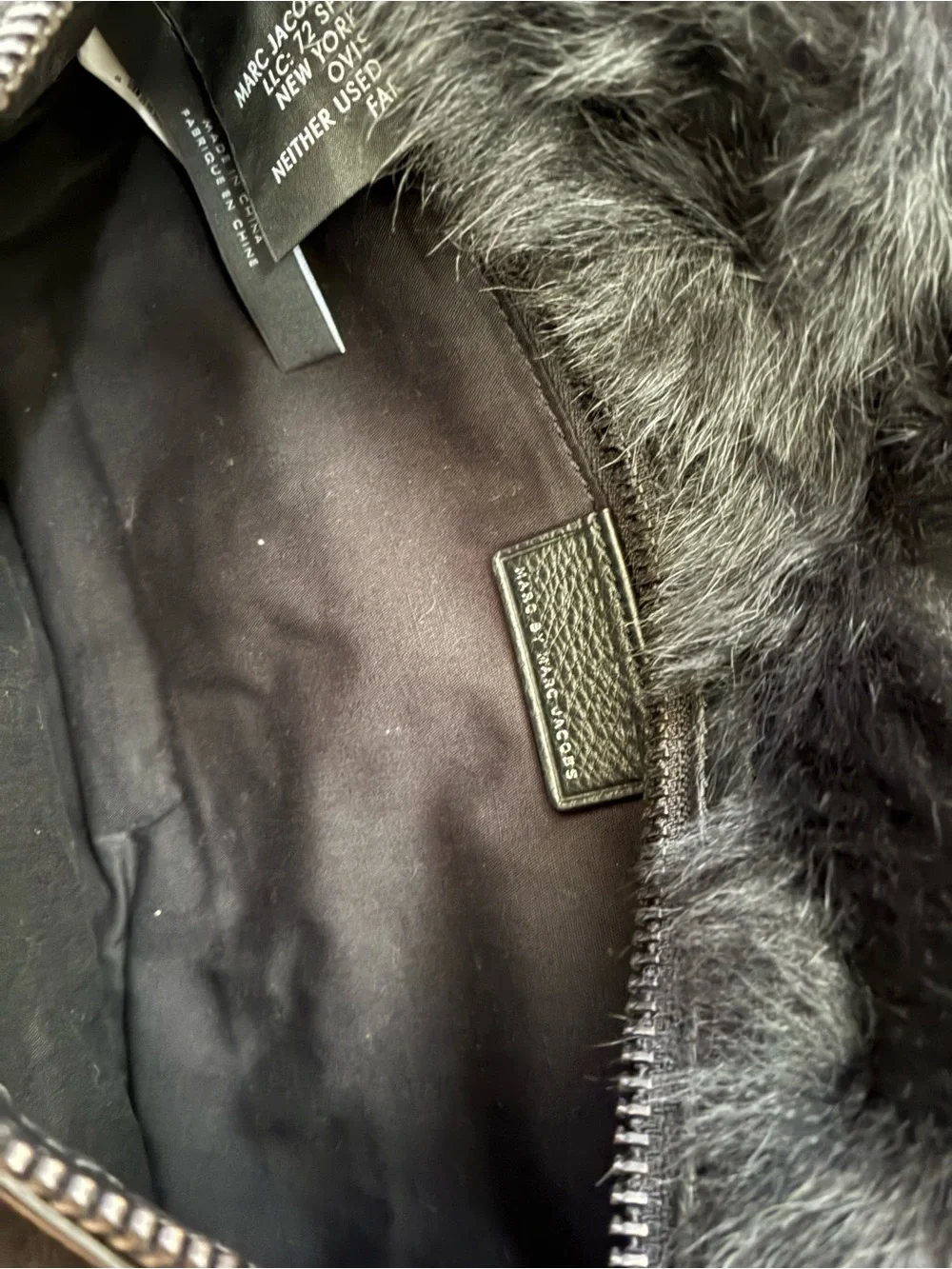 Marc By Marc Jacobs Black Leather Label on Real Lamb Fur